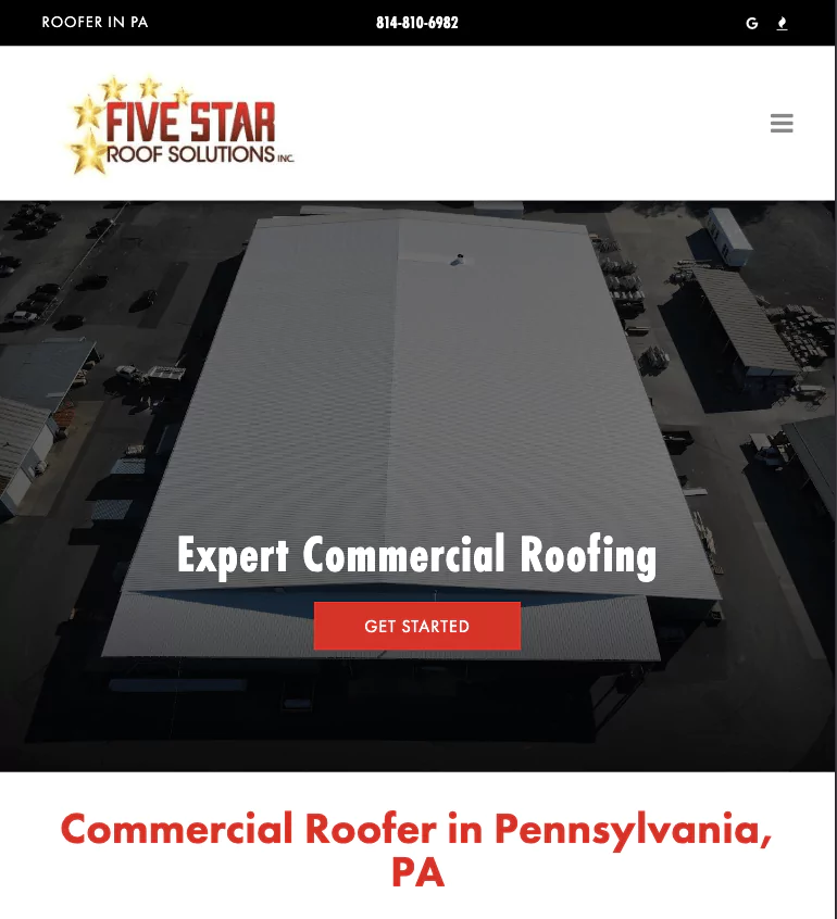 Commercial Roofing Website Example 