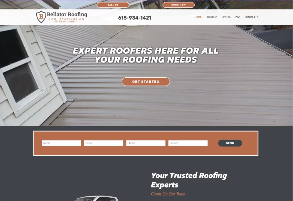 Custom Roofing Theme Example