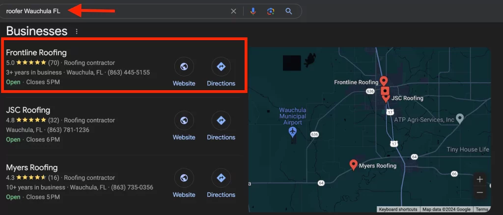 Frontline Roofer Map