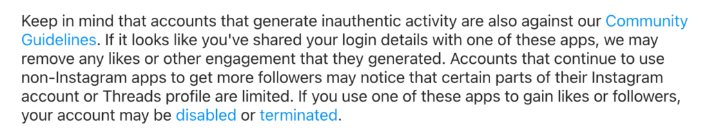 Instagram TOS Snippet Regarding 3rd Party Apps