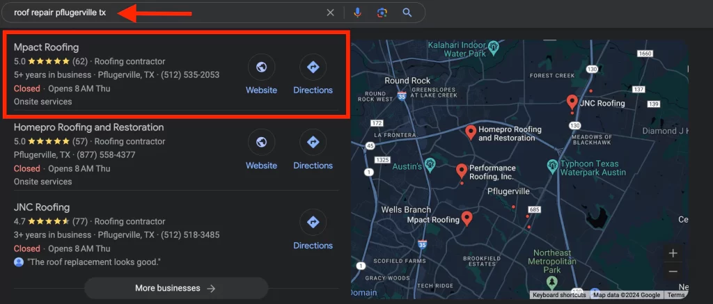 Mpact Roof Repair Map