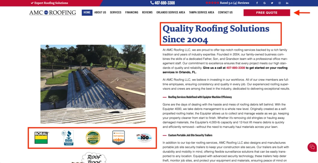 Roofing Content Engagement Screenshot